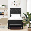 vidaXL Boxrugós ágy matracmal fejtámlával Fekete 100 x 200 cm Bársony