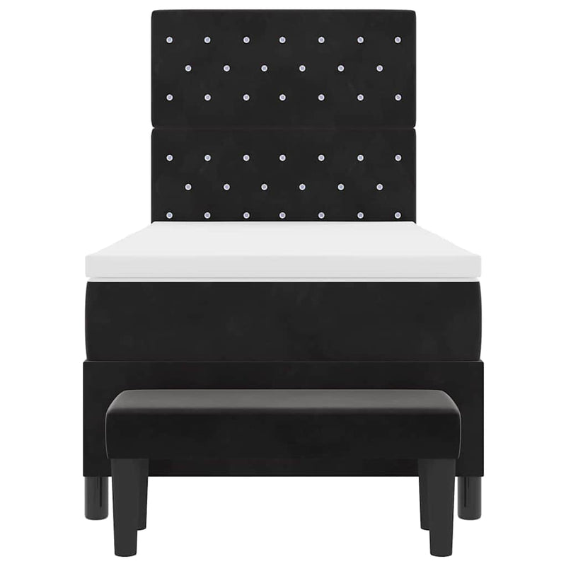 vidaXL Boxrugós ágy matracmal fejtámlával Fekete 100 x 200 cm Bársony