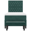 vidaXL Boxrugós ágy matracmal Sötétzöld 100 x 200 cm Bársony