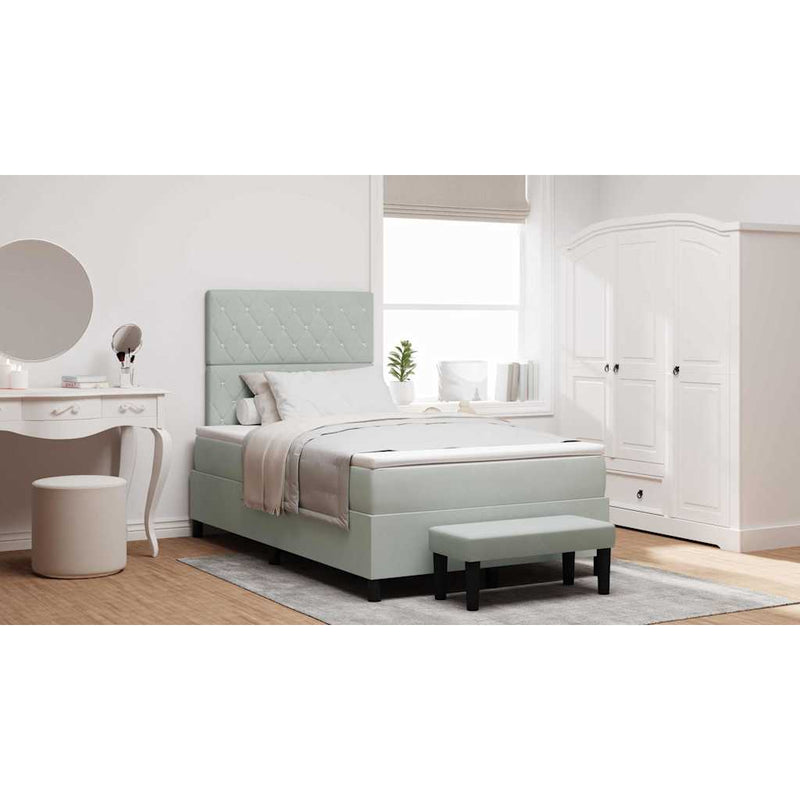 vidaXL Boxrugós ágy matracmal Világosszürke 120 x 190 cm Bársony