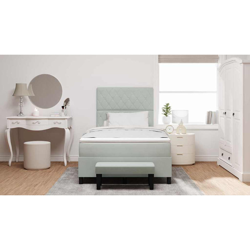 vidaXL Boxrugós ágy matracmal Világosszürke 120 x 190 cm Bársony