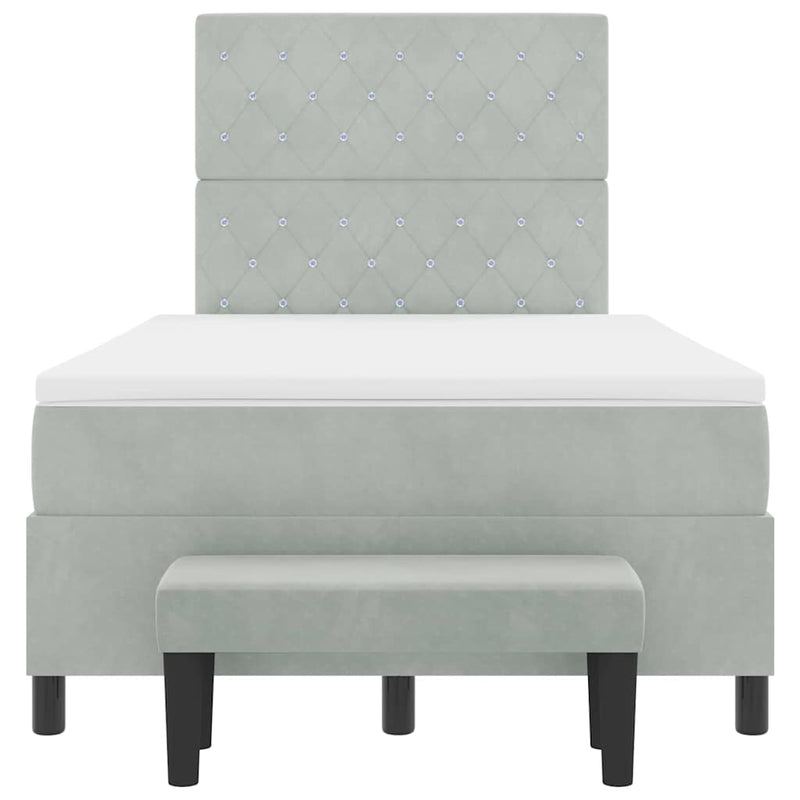 vidaXL Boxrugós ágy matracmal Világosszürke 120 x 190 cm Bársony