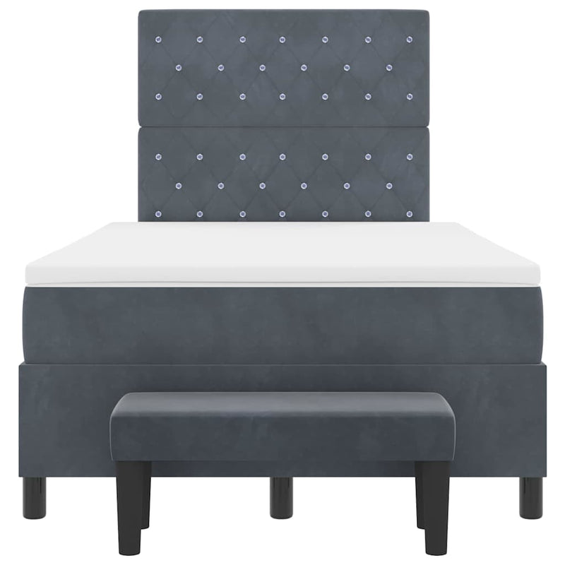 vidaXL Boxrugós ágy matracmal Sötétszürke 120 x 190 cm Bársony