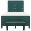 vidaXL Boxrugós ágy matracmal Sötétzöld 120 x 190 cm Bársony