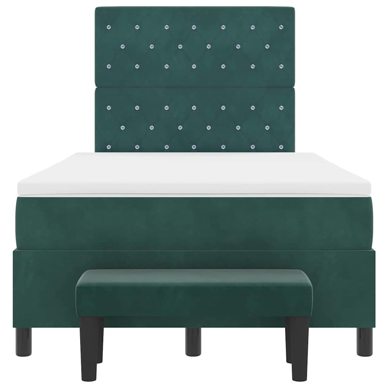 vidaXL Boxrugós ágy matracmal Sötétzöld 120 x 190 cm Bársony