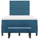 vidaXL Boxrugós ágy matracmal Sötétkék 120 x 190 cm Bársony