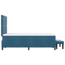 vidaXL Boxrugós ágy matracmal Sötétkék 120 x 190 cm Bársony