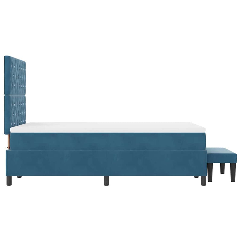 vidaXL Boxrugós ágy matracmal Sötétkék 120 x 190 cm Bársony