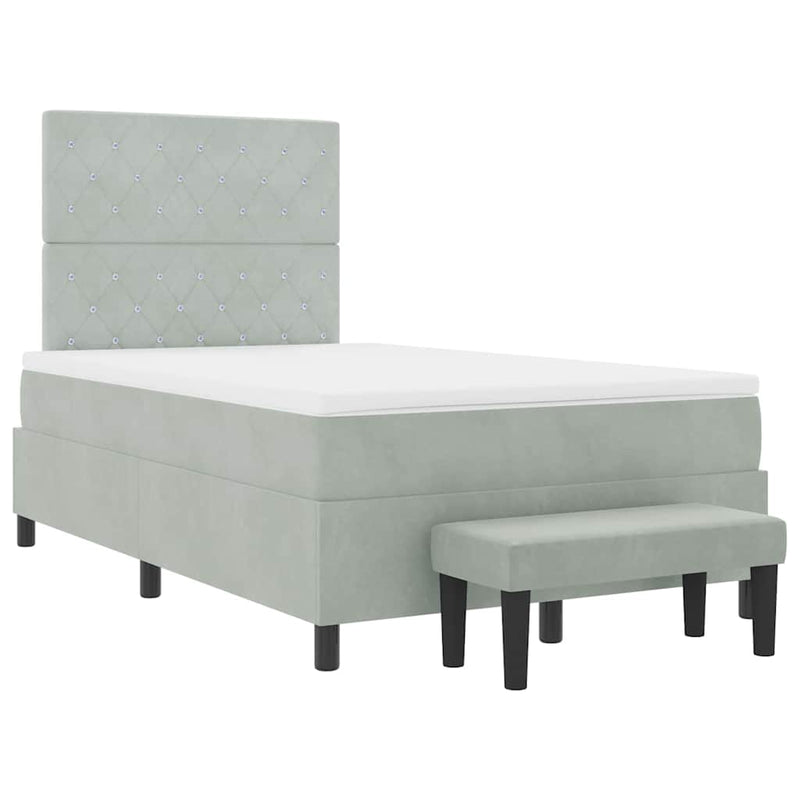 vidaXL Boxrugós ágy matracmal Világosszürke 120 x 200 cm Bársony