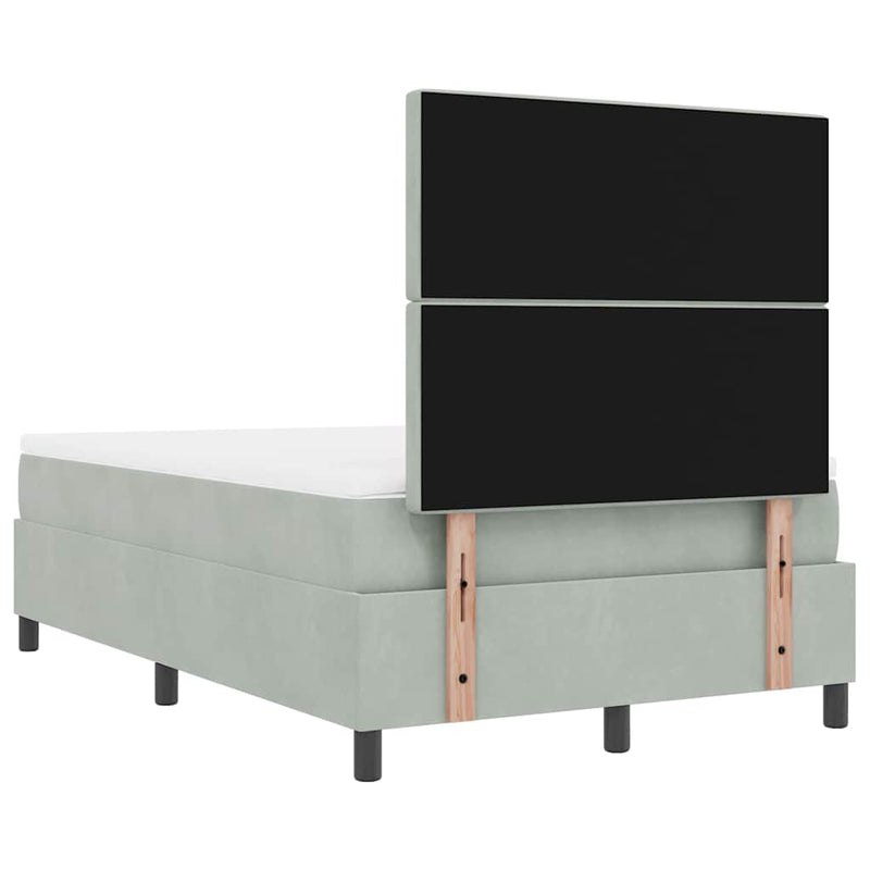 vidaXL Boxrugós ágy matracmal Világosszürke 120 x 200 cm Bársony