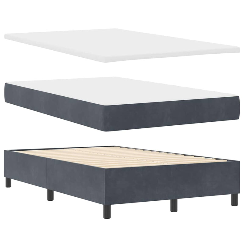 vidaXL Boxrugós ágy matracmal Sötétszürke 120 x 200 cm Bársony