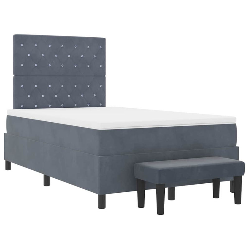 vidaXL Boxrugós ágy matracmal Sötétszürke 120 x 200 cm Bársony