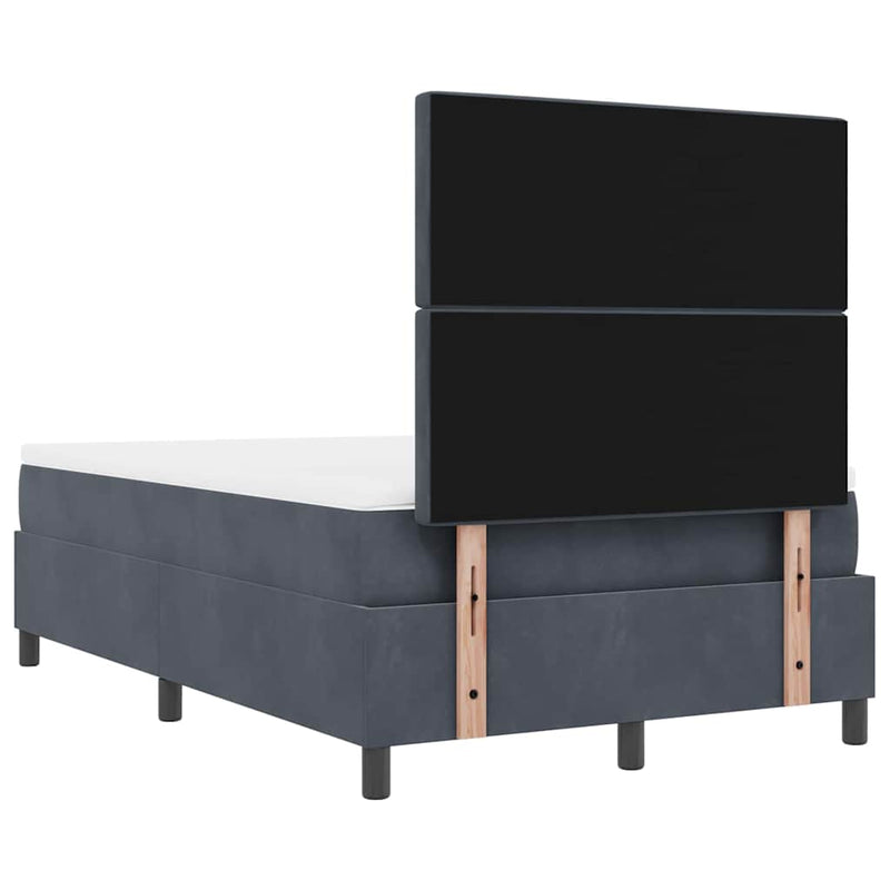 vidaXL Boxrugós ágy matracmal Sötétszürke 120 x 200 cm Bársony
