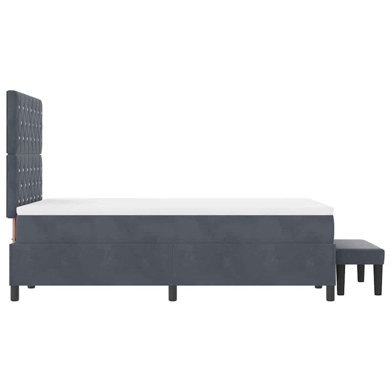 vidaXL Boxrugós ágy matracmal Sötétszürke 120 x 200 cm Bársony
