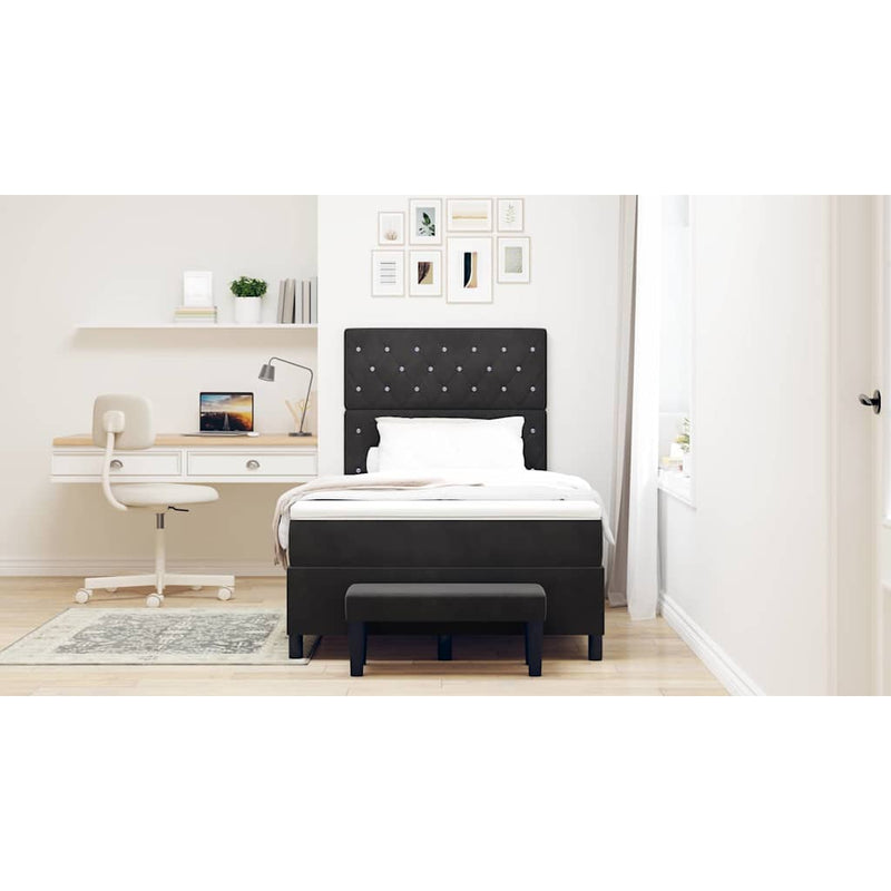 vidaXL Boxrugós ágy matracmal fejtámlával Fekete 120 x 200 cm Bársony