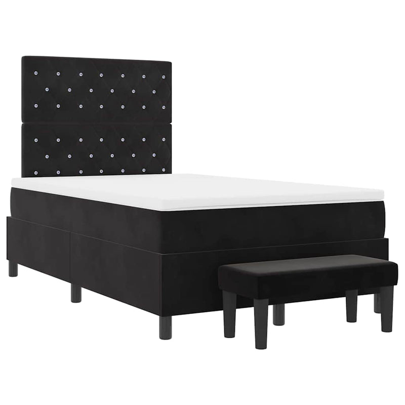 vidaXL Boxrugós ágy matracmal fejtámlával Fekete 120 x 200 cm Bársony