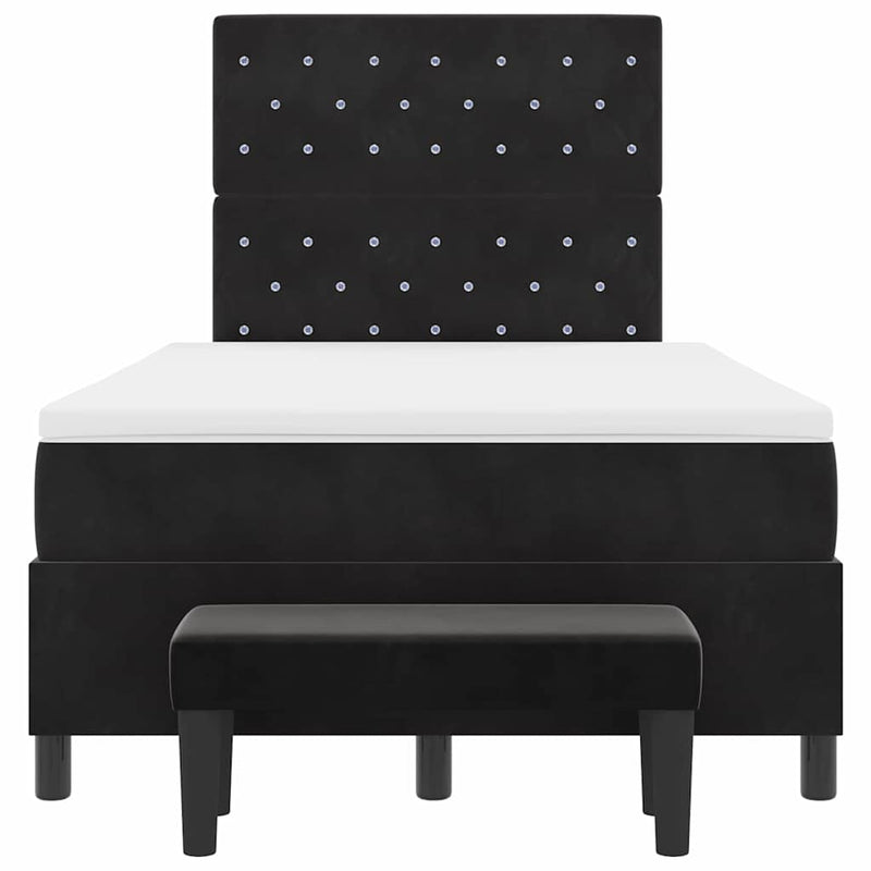 vidaXL Boxrugós ágy matracmal fejtámlával Fekete 120 x 200 cm Bársony
