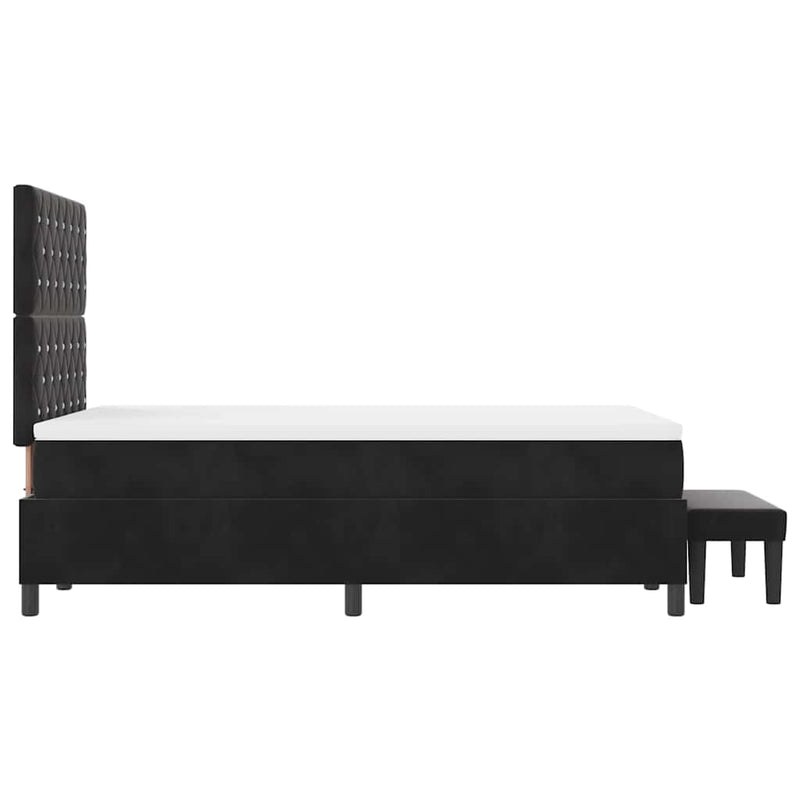 vidaXL Boxrugós ágy matracmal fejtámlával Fekete 120 x 200 cm Bársony