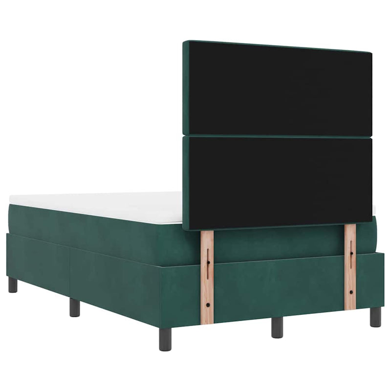 vidaXL Boxrugós ágy matracmal Sötétzöld 120 x 200 cm Bársony