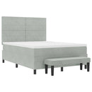 vidaXL Boxrugós ágy fejtámlával Világosszürke 190 x 140 cm Bársony