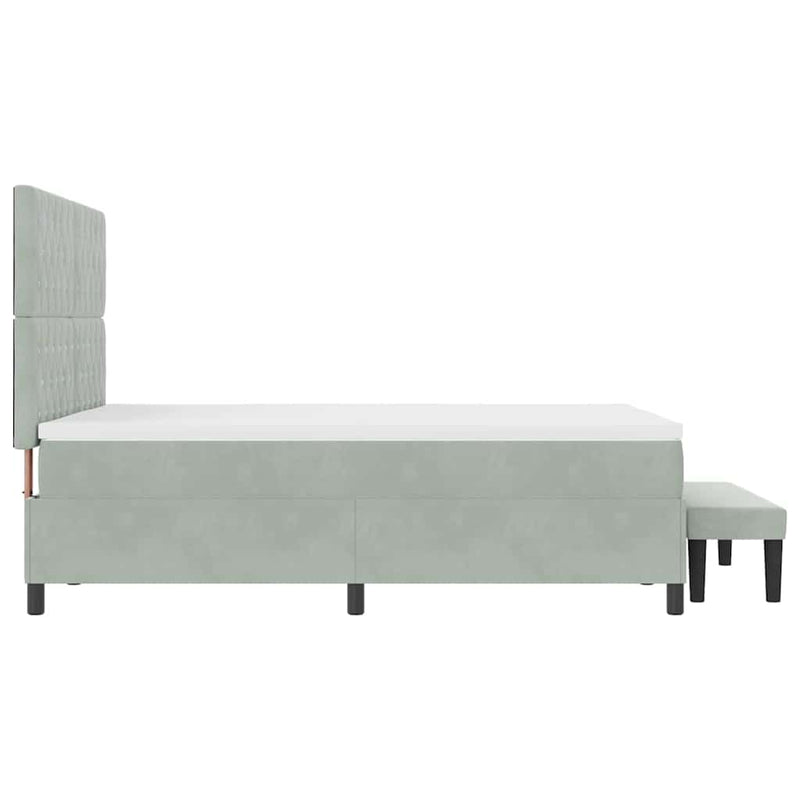 vidaXL Boxrugós ágy matracmal Világosszürke 140 x 190 cm Bársony