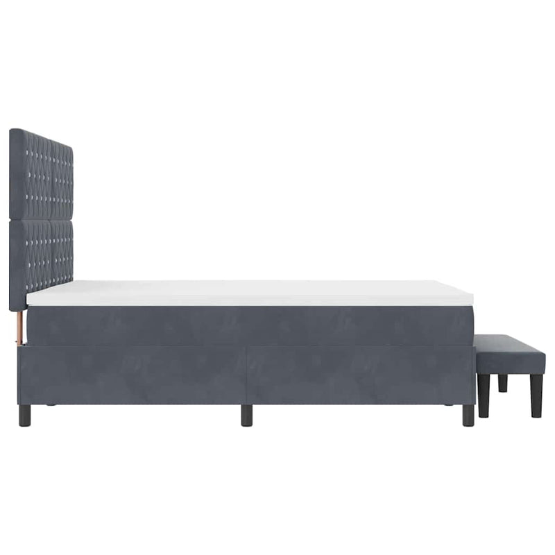 vidaXL Boxrugós ágy matracmal Sötétszürke 140 x 190 cm Bársony