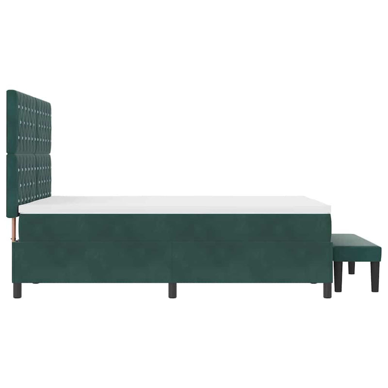 vidaXL Boxrugós ágy matracmal Sötétzöld 140 x 190 cm Bársony
