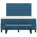 vidaXL Boxrugós ágy párnával fejtámlával Sötétkék 200 x 140 cm Bársony