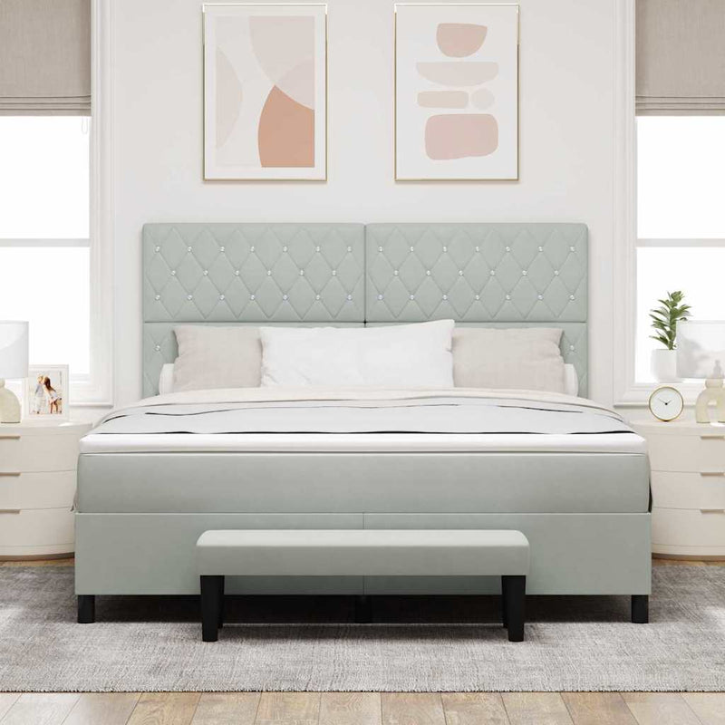 vidaXL Boxrugós ágy matracmal Világosszürke 180 x 200 cm Bársony