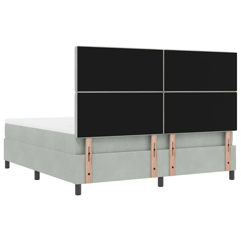 vidaXL Boxrugós ágy matracmal Világosszürke 180 x 200 cm Bársony