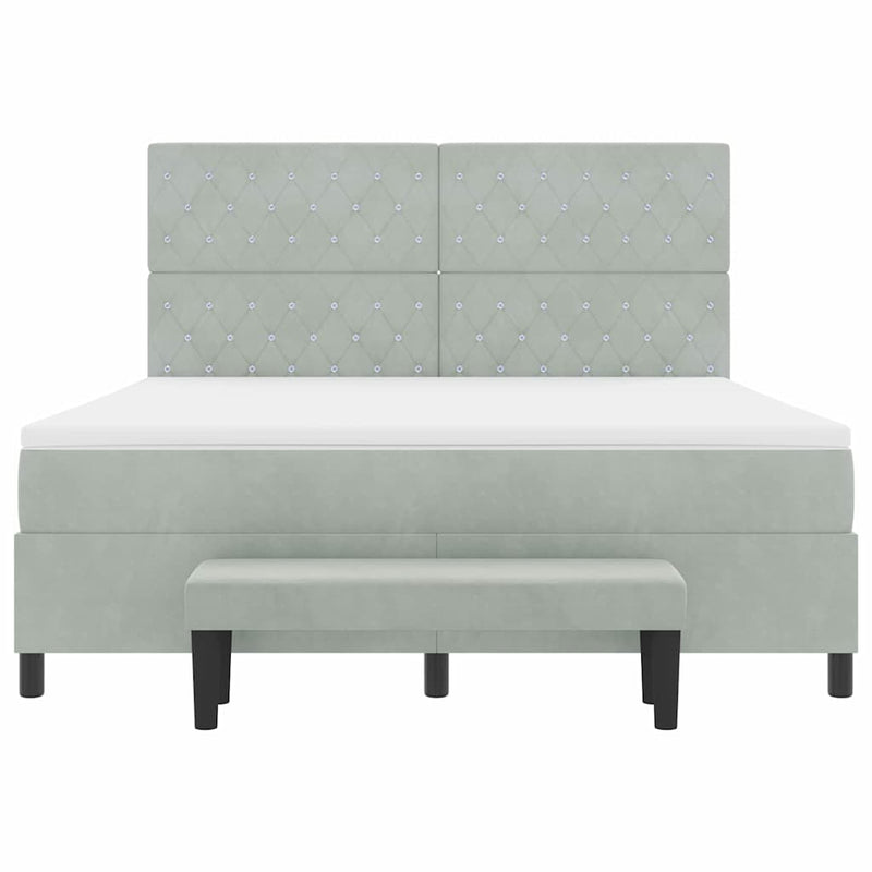 vidaXL Boxrugós ágy matracmal Világosszürke 180 x 200 cm Bársony