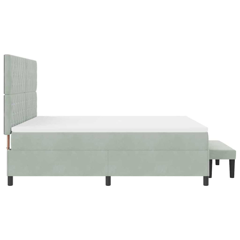 vidaXL Boxrugós ágy matracmal Világosszürke 180 x 200 cm Bársony