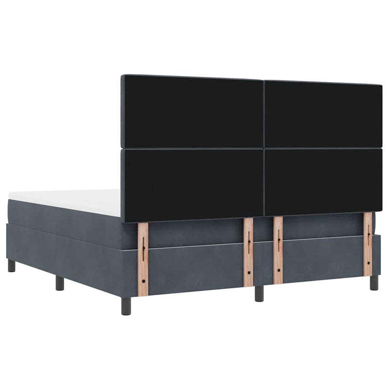 vidaXL Boxrugós ágy matracmal Sötétszürke 180 x 200 cm Bársony