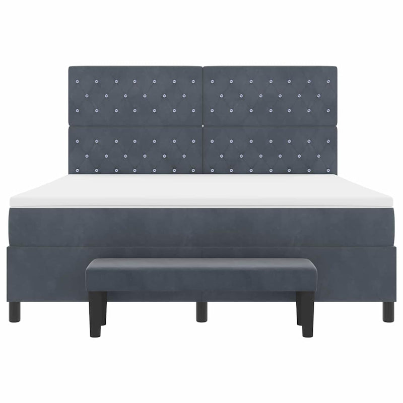 vidaXL Boxrugós ágy matracmal Sötétszürke 180 x 200 cm Bársony