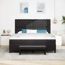 vidaXL Boxrugós ágy fejtámlával Fekete 200 x 180 cm Bársony