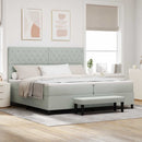 vidaXL Boxrugós ágy matracmal Világosszürke 200 x 200 cm Bársony