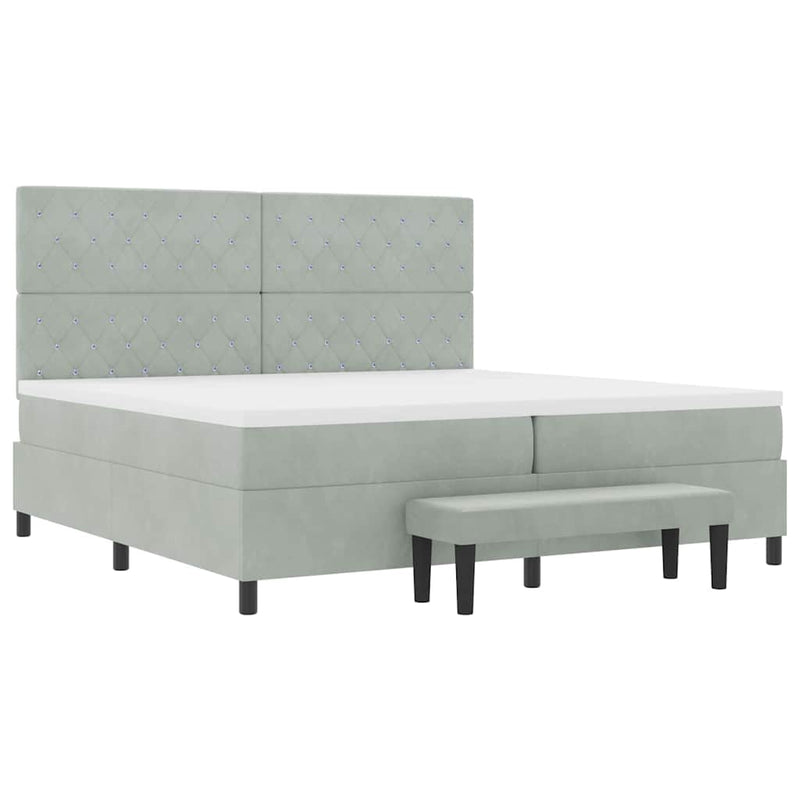 vidaXL Boxrugós ágy matracmal Világosszürke 200 x 200 cm Bársony