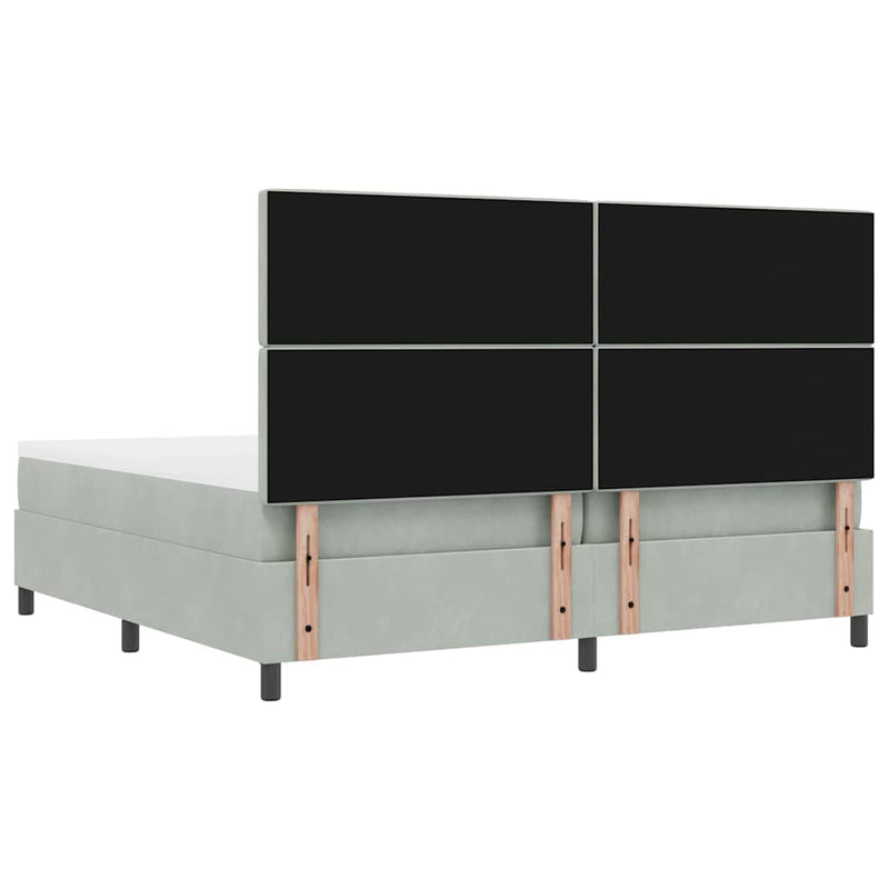 vidaXL Boxrugós ágy matracmal Világosszürke 200 x 200 cm Bársony