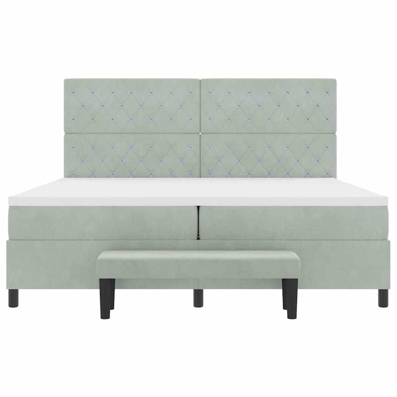 vidaXL Boxrugós ágy matracmal Világosszürke 200 x 200 cm Bársony