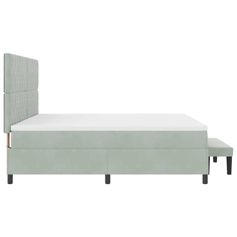 vidaXL Boxrugós ágy matracmal Világosszürke 200 x 200 cm Bársony