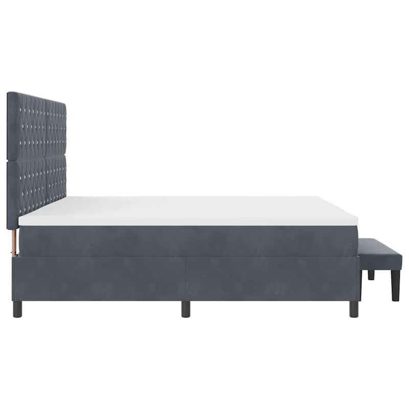 vidaXL Boxrugós ágy matracmal Sötétszürke 200 x 200 cm Bársony