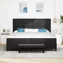 vidaXL Boxrugós ágy matracmal fejtámlával Fekete 200 x 200 cm Bársony