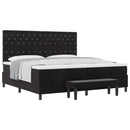 vidaXL Boxrugós ágy matracmal fejtámlával Fekete 200 x 200 cm Bársony