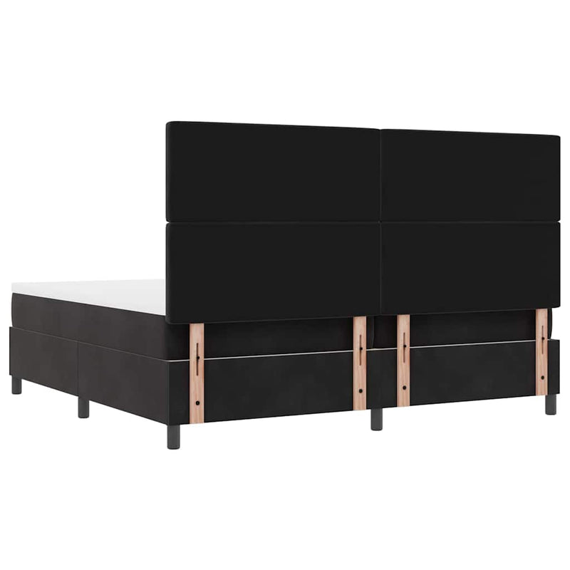 vidaXL Boxrugós ágy matracmal fejtámlával Fekete 200 x 200 cm Bársony