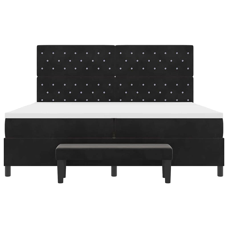 vidaXL Boxrugós ágy matracmal fejtámlával Fekete 200 x 200 cm Bársony