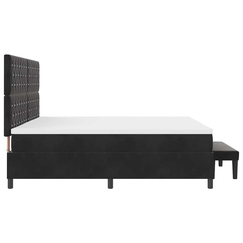 vidaXL Boxrugós ágy matracmal fejtámlával Fekete 200 x 200 cm Bársony