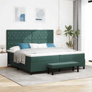vidaXL Boxrugós ágy matracmal Sötétzöld 200 x 200 cm Bársony