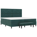 vidaXL Boxrugós ágy matracmal Sötétzöld 200 x 200 cm Bársony
