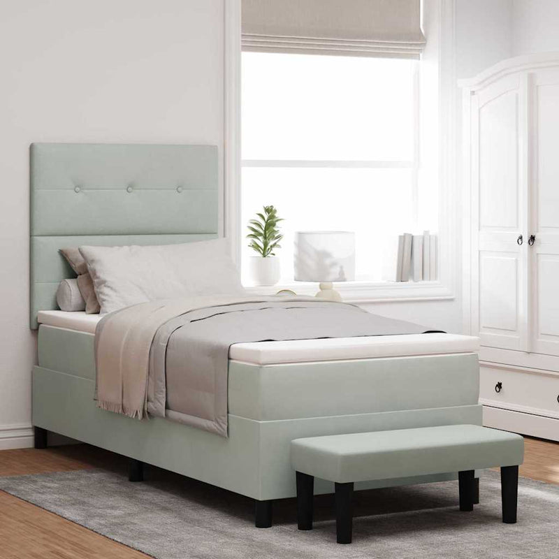vidaXL Boxrugós ágy matracmal Világosszürke 80 x 200 cm Bársony