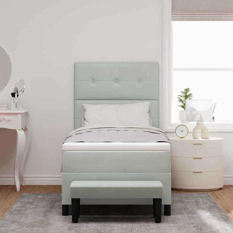 vidaXL Boxrugós ágy matracmal Világosszürke 80 x 200 cm Bársony
